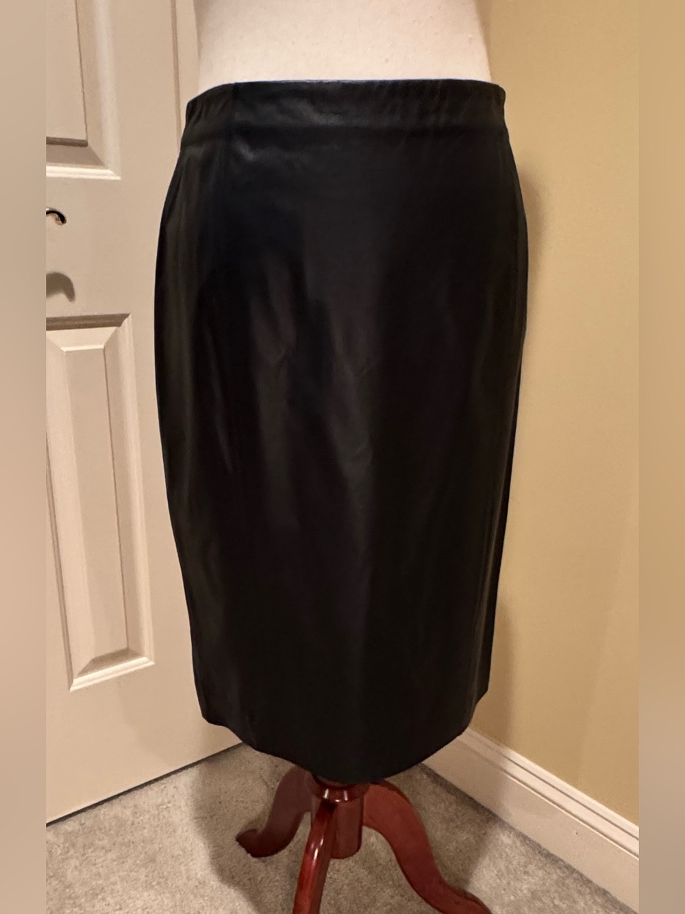 Brooks Brothers Black Leather Midi Pencil Skirt